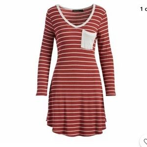 Hippie Chic Brick&White Stripe Thermal V-Neck
